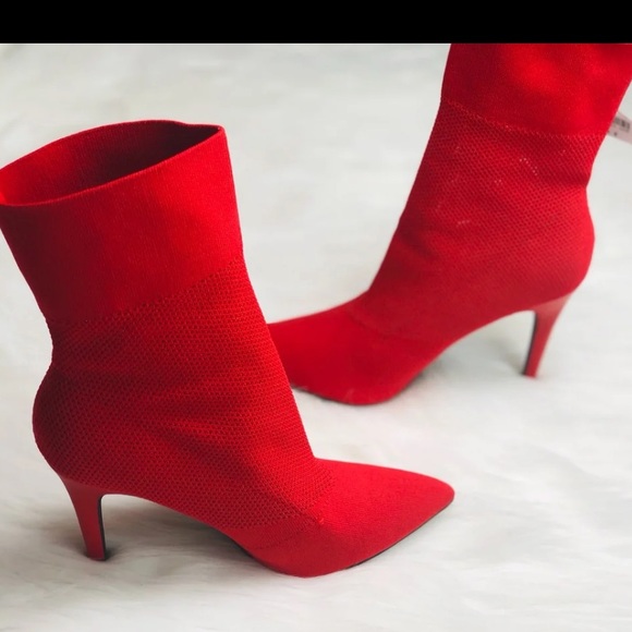 Brash Red Sock Heels - Picture 2 of 6